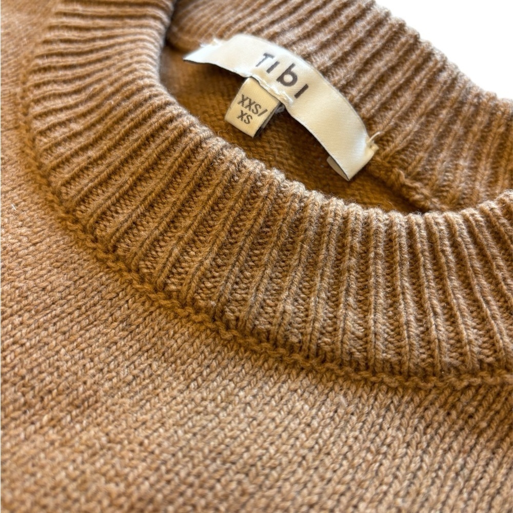Tibi Recycled Cashmere Carre Oversized Sweater in Caramel - Picture 7 of 11